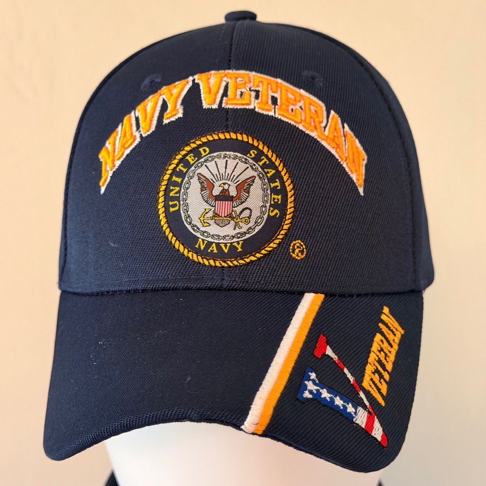 NEW US Navy Veteran Mens Blue Adjustable Baseball Cap Official Licensed Product